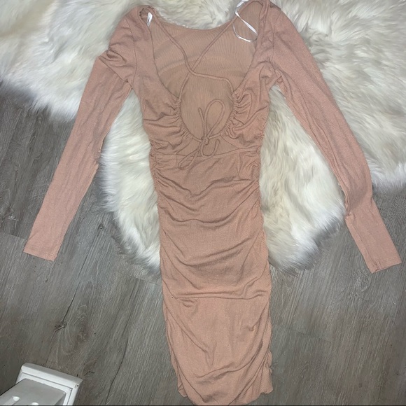 Princess Polly NEWTON MINI DRESS BEIGE Size 0 - Picture 6 of 7